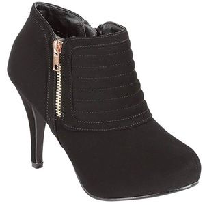 Black High Heel Stiletto Zipper Booties